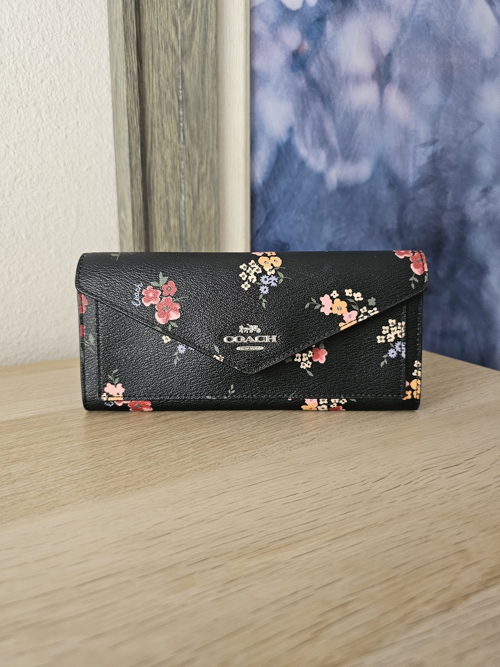 COACH Wildflower Envelope Wallet (Black Mulit)
